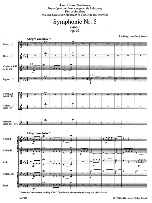 Symphony No.5 in C minor Op.67 (Full Score)