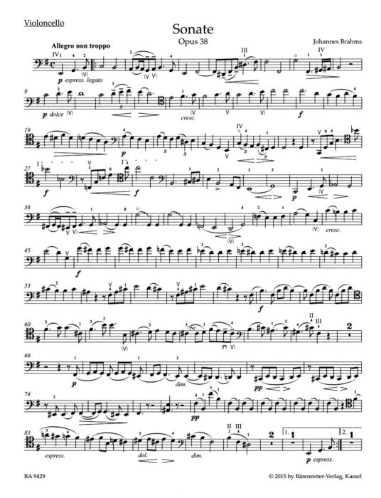 Sonata in E minor Op.38 for Violoncello & Piano