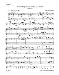 Concerto grosso in G major Op.6/1 (HWV 319) (Violin I)