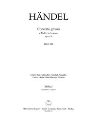 Concerto grosso in A minor Op.6/4 (HWV 322) (Violin I solo & ripieno)