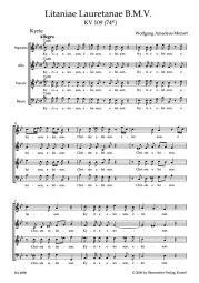Litaniae Lauretanae B.M.V. in B-flat major (K.109) (Choral Score)
