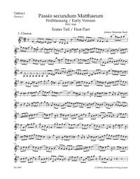 St Matthew Passion. Early version (BWV 244b) (Violin I Chorus I)