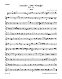 Mass in G major (BWV 236) Lutheran Mass 4 (Violin I)