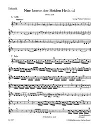 Nun komm der Heiden Heiland - Come Now, O Lord And Saviour (TVWV 1: 1174) (Violin II)