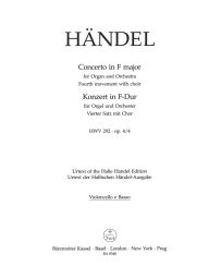 Concerto for Organ Op.4 No.4 in F major: Choral 4th Movement (HWV 292) Cello/Bass