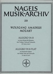 Allegro in B-flat major K.516c Clarinet Quintet (Score & Parts)