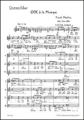 Ode à la Musique (Choral Score)