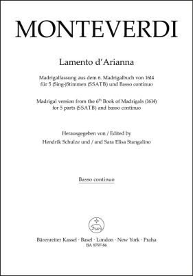 Lamento d'Arianna. Madrigal version from the 6th Book of Madrigals (1614) (Basso continuo)
