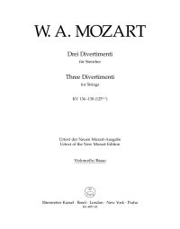Three Divertimenti for Strings (K.136-138) (Cello/Bass)