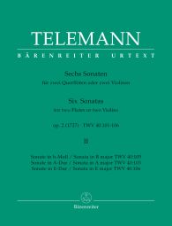Six Sonatas for two Flutes or Violins Op.2 (TWV 40) Volume II (Playing Score)