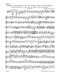 Sinfonia concertante for Violin, Viola and Orchestra in E-flat major (K.364) (Violin I)
