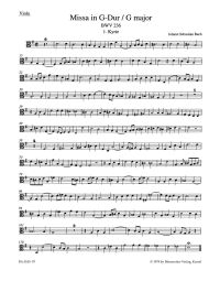 Mass in G major (BWV 236) Lutheran Mass 4 (Viola)