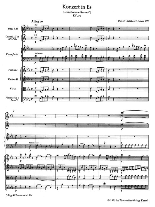 Concerto for Piano No.9 in E-flat major (K.271) (Jeunehomme